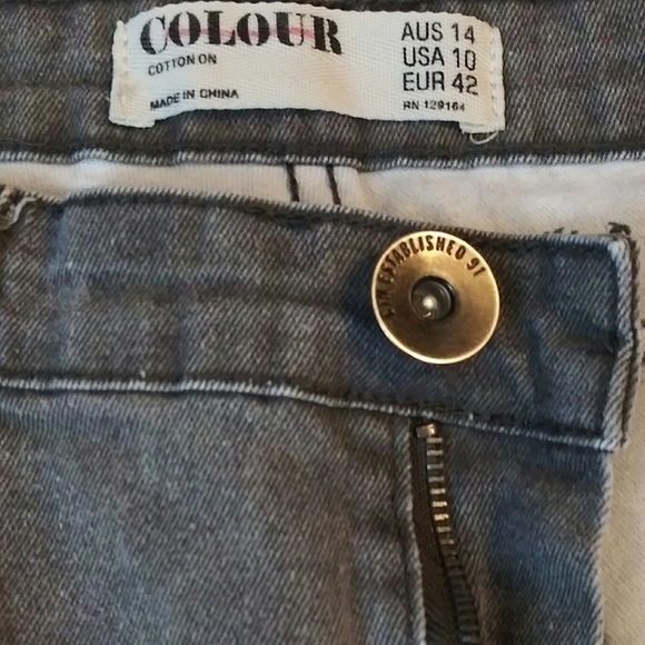 Cotton On Black Gray Leopard Print High Rise Zip Up Straight Leg Color Jean - Picture 7 of 8